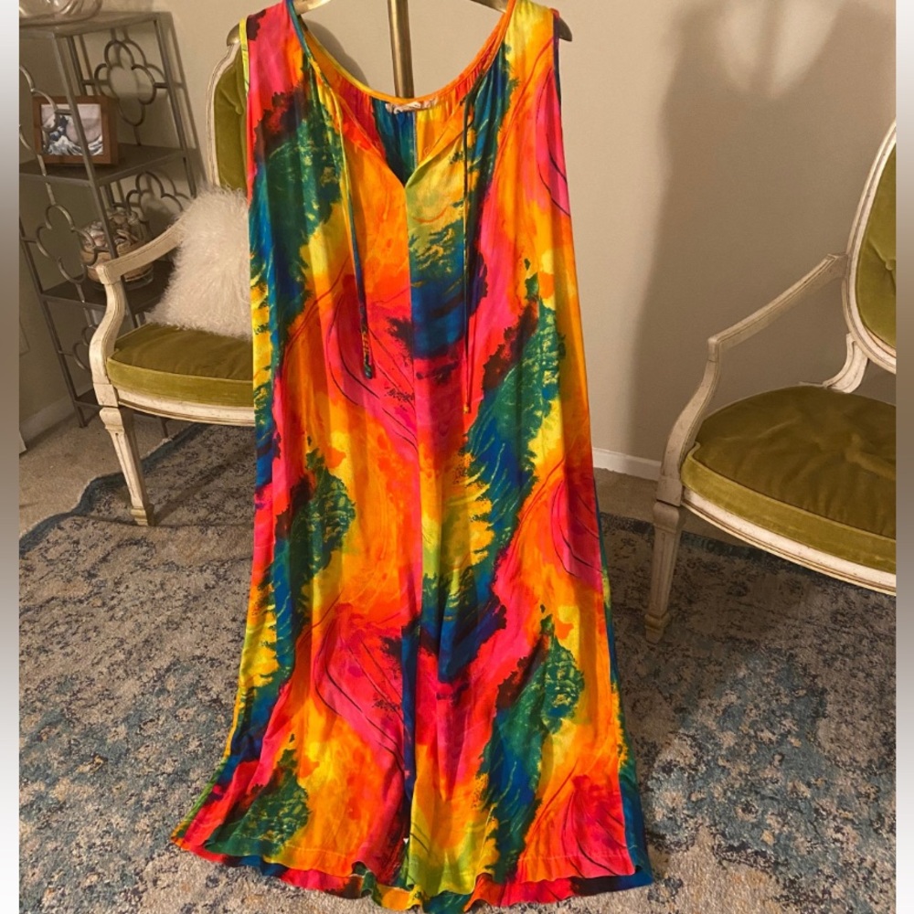 1960s Rainbow Colored Maxi Dress